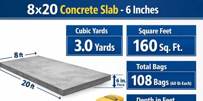 8 20 Concrete Slab 6 inches Yards Feet Bags